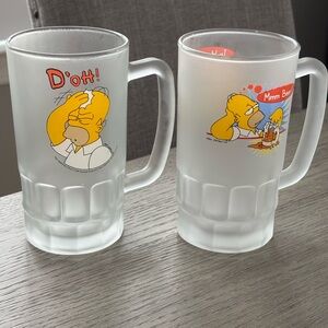 Homer Simpson Vintage Beer Mugs 1990’s TV Show Set of 2 D’OH! & Mmm Beer